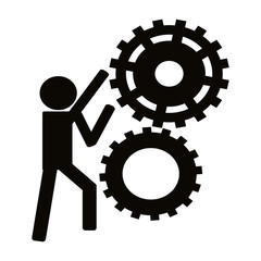 flat design person with gears icon vector illustration
