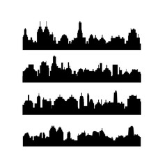 Set of different city silhouettes on white