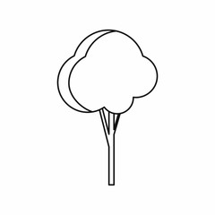 Fluffy tree icon in outline style. Plants and nature symbol isolated vector illustration