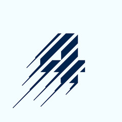 Number four logo with fast speed lines.