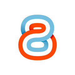 Fototapeta premium Number eight logo formed by parallel lines