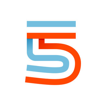 Number five logo formed by parallel lines