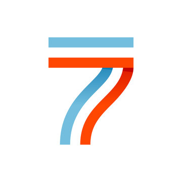 Number seven logo formed by parallel lines