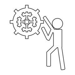 flat design person with gears icon vector illustration