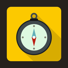 Compass icon in flat style on a yellow background