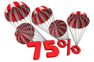 Seventy five percent is flying on parachutes