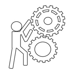 flat design person with gears icon vector illustration