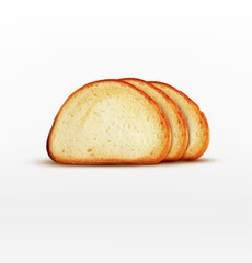 Vector bread. Pieces of long loaf isolated on white background