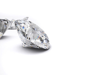 Diamond isolated on white background with copy space, 3d illustration.