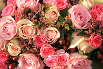 Pastel roses wedding arrangement