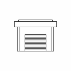 Garage icon in outline style. Building symbol isolated vector illustration
