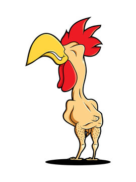 funny naked rooster cock chicken logo food farm industry restaurant mascot fast food