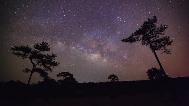 Timelapse Milky Way at Phu Hin Rong Kla National Park,Phitsanulok Thailand.4K