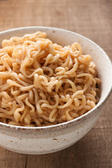 Ramen noodles in a traditional Japanese ceramic bowl