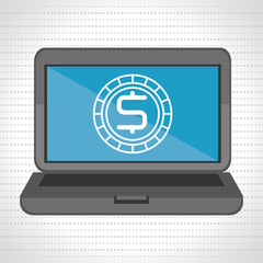 laptop with currency isolated icon design, vector illustration  graphic 