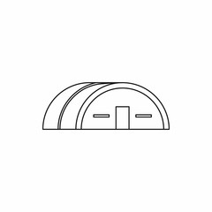 Large hangar icon in outline style. Building symbol isolated vector illustration