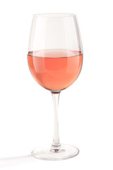 Glass of rose wine isolated