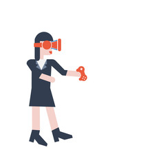 Virtual reality glasses icon ,  girl  when wearing Virtual reality goggles