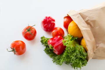 basket of fresh ripe vegetables at kitchen