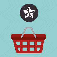 red basket and star isolated icon design, vector illustration  graphic 