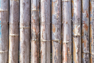 Naklejka premium Old brown bamboo wall pattern texture
