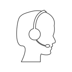 flat design male person with headset icon vector illustration