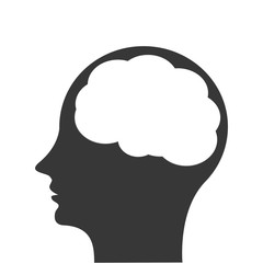 flat design head profile witn brain icon vector illustration