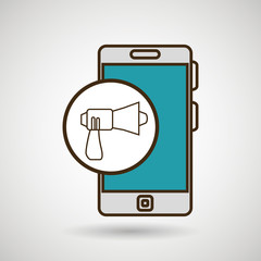 smartphone blue megaphone isolated icon design, vector illustration  graphic 