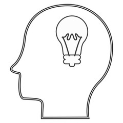 flat design head profile with lightbulb icon vector illustration