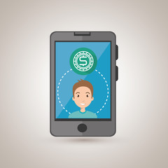 smartphone and currency isolated icon design, vector illustration  graphic 