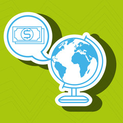 world map with bill isolated icon design, vector illustration  graphic 