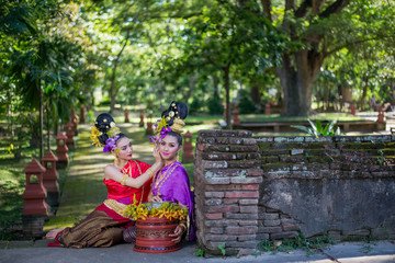 Thailand Lanna women dress .Thai woman dressing traditional. Wea