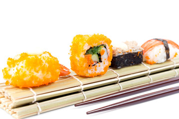 sushi on a white background