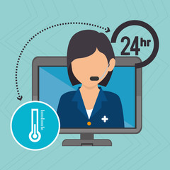 nurse 24-hour health isolated icon design, vector illustration graphic