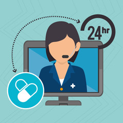 nurse 24-hour health isolated icon design, vector illustration graphic