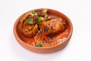 Meat dish on white background