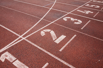 Starting line on running track