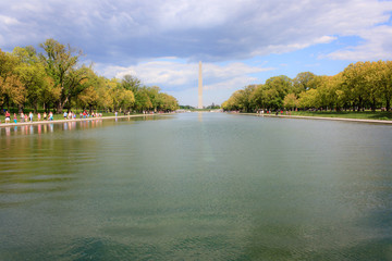 Washington monument and reflecting pool, view from Lincoln memorial, Washington DC, USA - 115891339