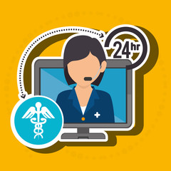 nurse 24-hour health isolated icon design, vector illustration graphic
