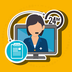 nurse 24-hour health isolated icon design, vector illustration graphic