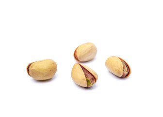 Pile of fruit pistachios isolated on white background
