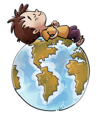 niño en el planeta tierra © cirodelia