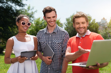 Modern youth relaxing outdoors