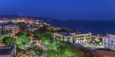 Vietnam, Nha Trang. May 2, 2015. Panorama. Night view of the city and sea.