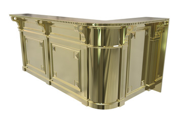 gold reception desk