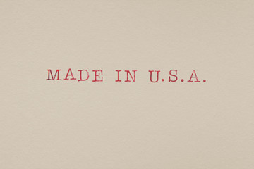 Made in USA, Buchstaben Stempel Schrift bedruckt Papier Aquarellpapier 