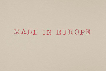 Made in Europe Buchstaben Stempel Schrift bedruckt Papier Aquarellpapier 