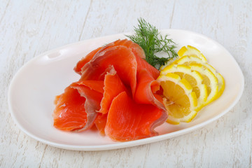 Sliced salmon