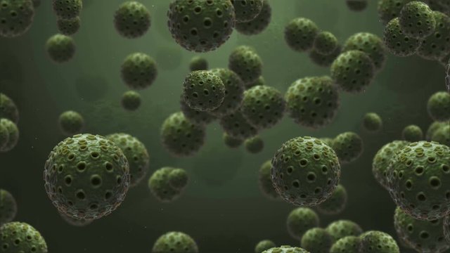 3d rendering molecules or germs concept with embossed and displaced surface