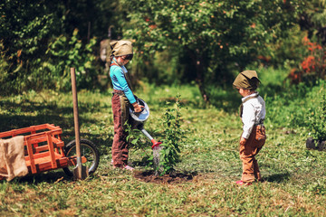 Children in garden.